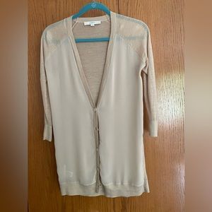 LOFT Button down V neck cardigan in XS, light camel color.